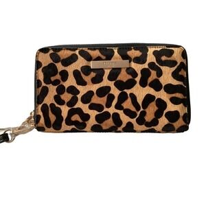 Dune London leopard leather clutch